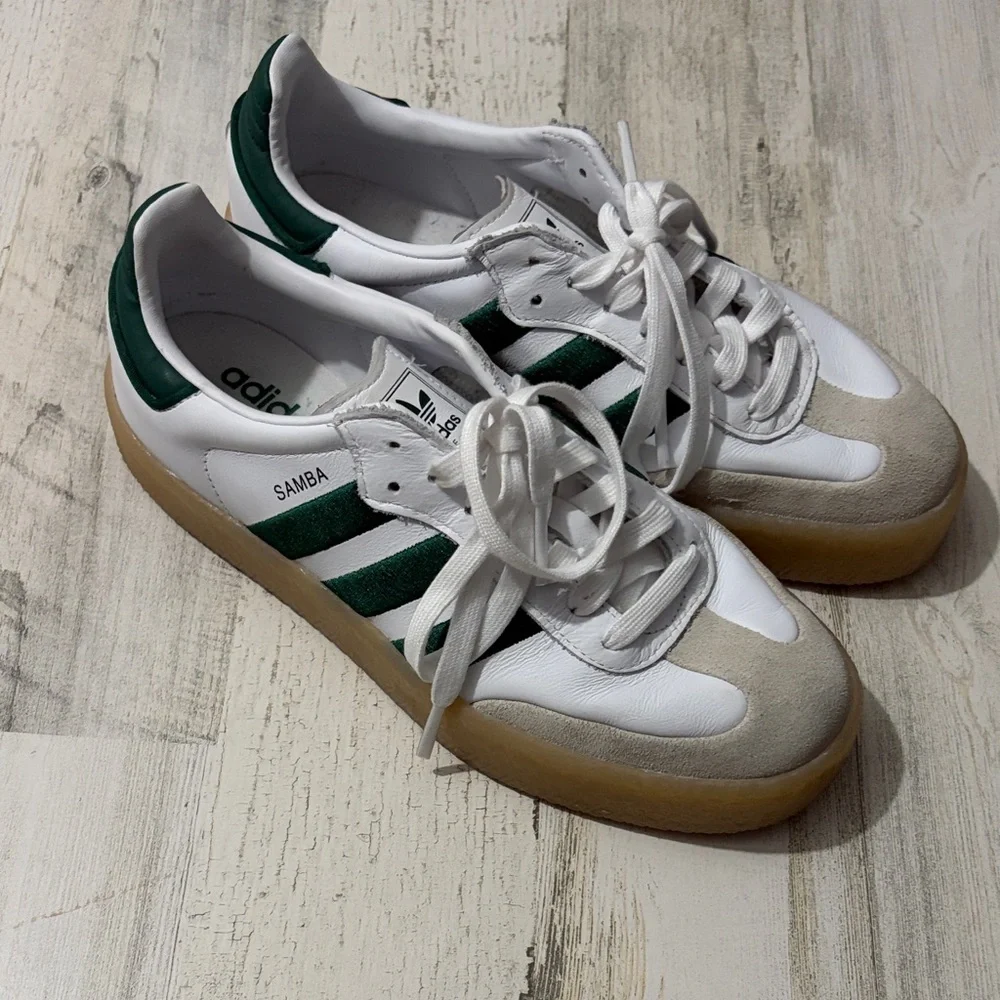 Adidas Samba White and Green Shoes Size 8.5 - Picture 4 of 13